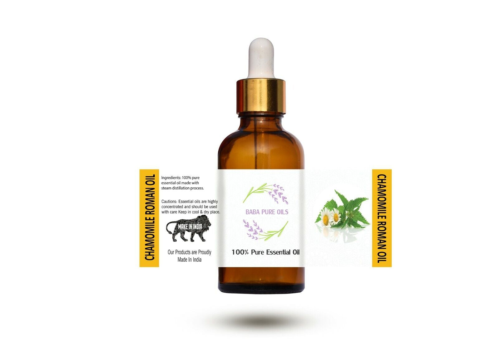 CHAMOMILE ROMAN PURE NATURAL OIL PURE ORGANIC in DROPPER AMBER BOTTLE from INDIA