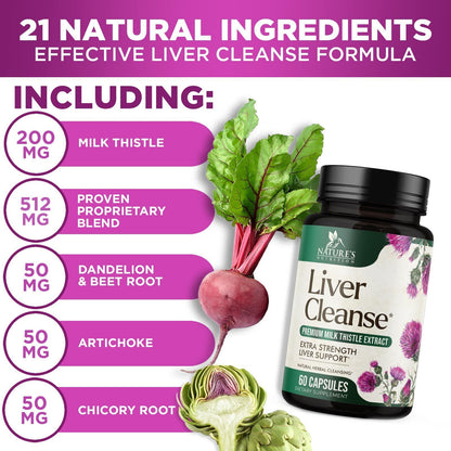 Liver Cleanse & Detox Support Supplement 1166Mg with 22 Herbs + Milk Thistle