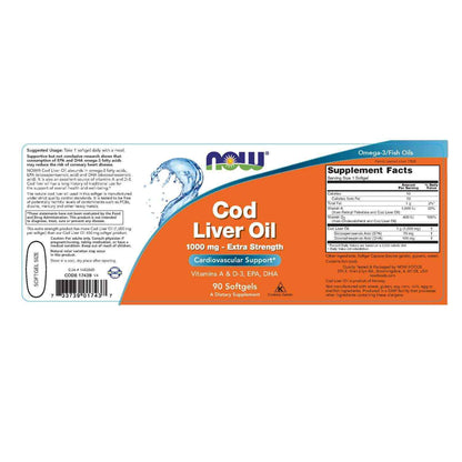 Cod Liver Oil 1000Mg (EPA DHA Vitamin A, D3) 90 Gel Caps