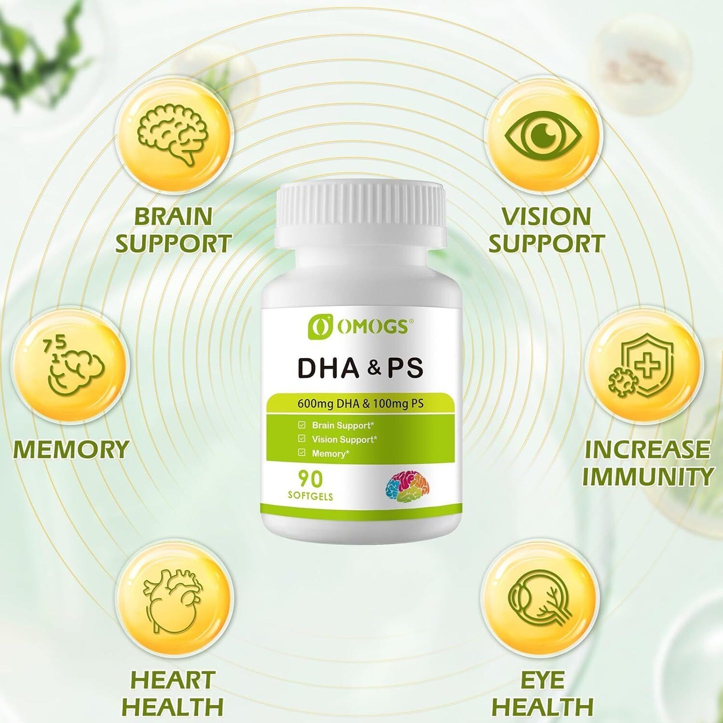 Algae DHA - 600 Mg Omega-3 DHA Softgels, with Phosphatidylse