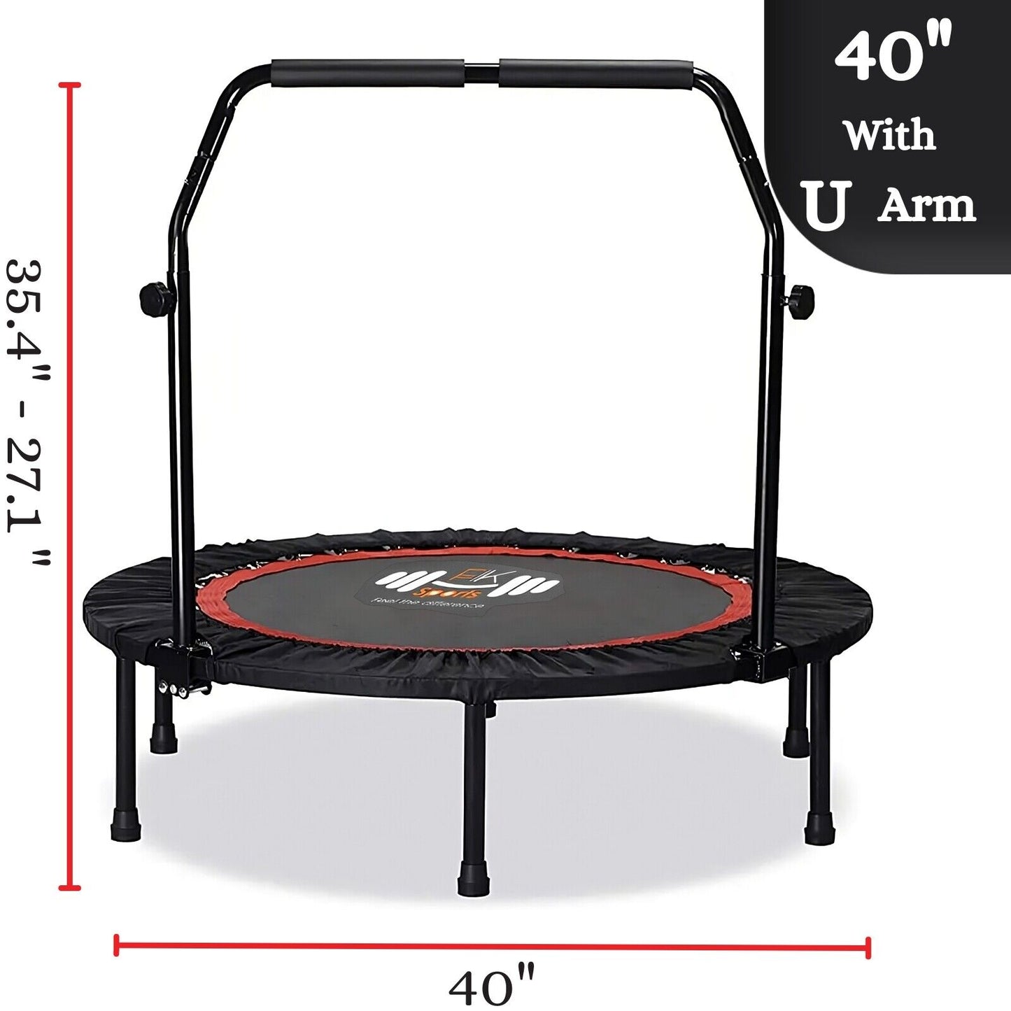 Mini Trampoline Fitness Jumper Rebounder Exercise Gym Bouncer with Handle 40/48"