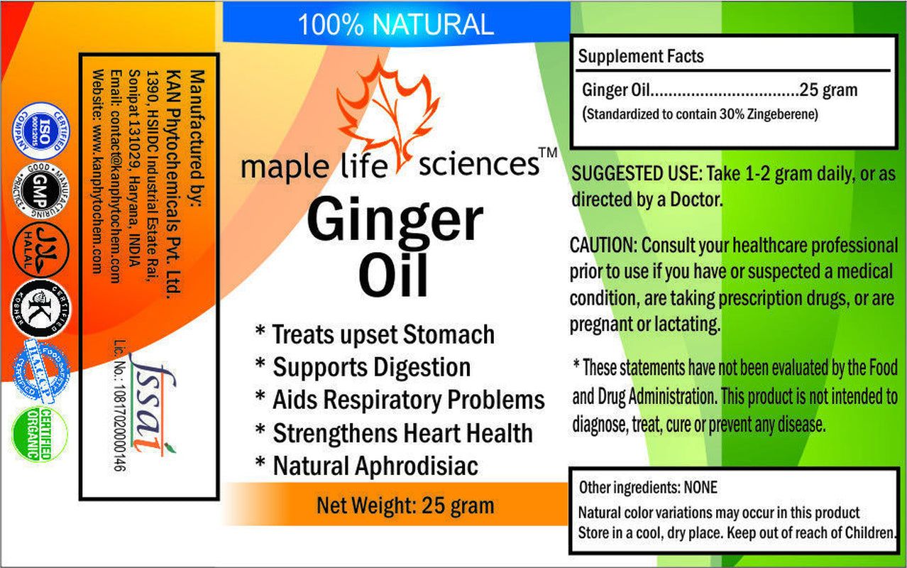 Ginger Oil 100% Pure & Natural Zingeberene Heart Health Aphrodisiac