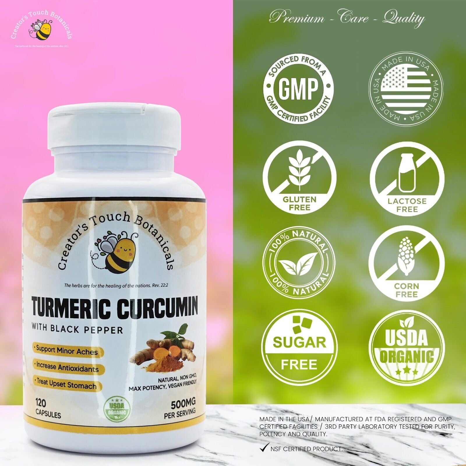 Turmeric Curcumin, 120 Caps with Black Pepper, anti Inflammation, Vitamin C & B6