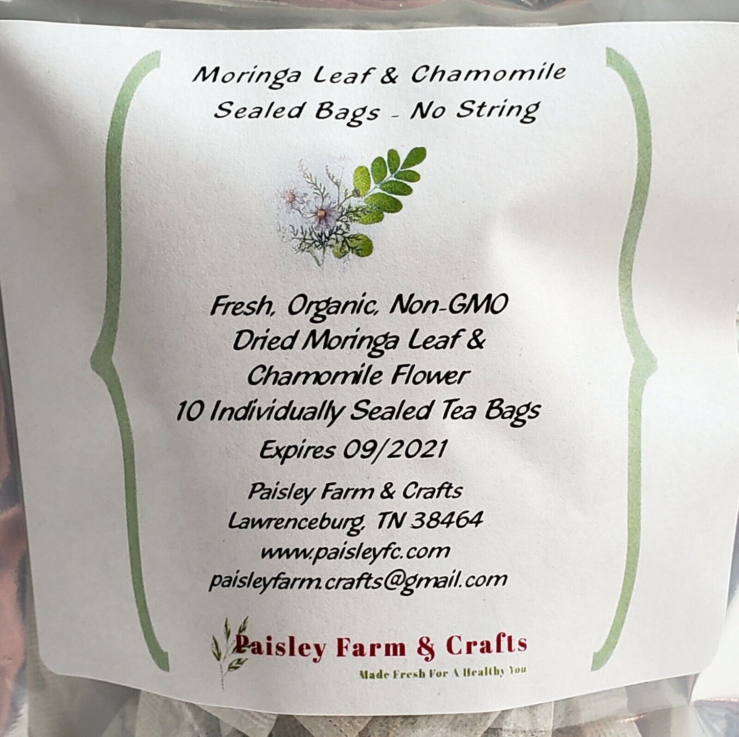 Moringa Leaf Tea Bags - Many All Natural Flavors! - Made Fresh on Demand!