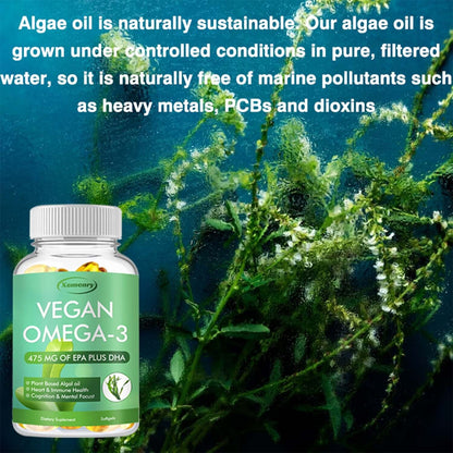 120Pcs Vegan Omega-3 Algae Oil Capsules 475Mg - EPA, DHA - Heart & Joint Health