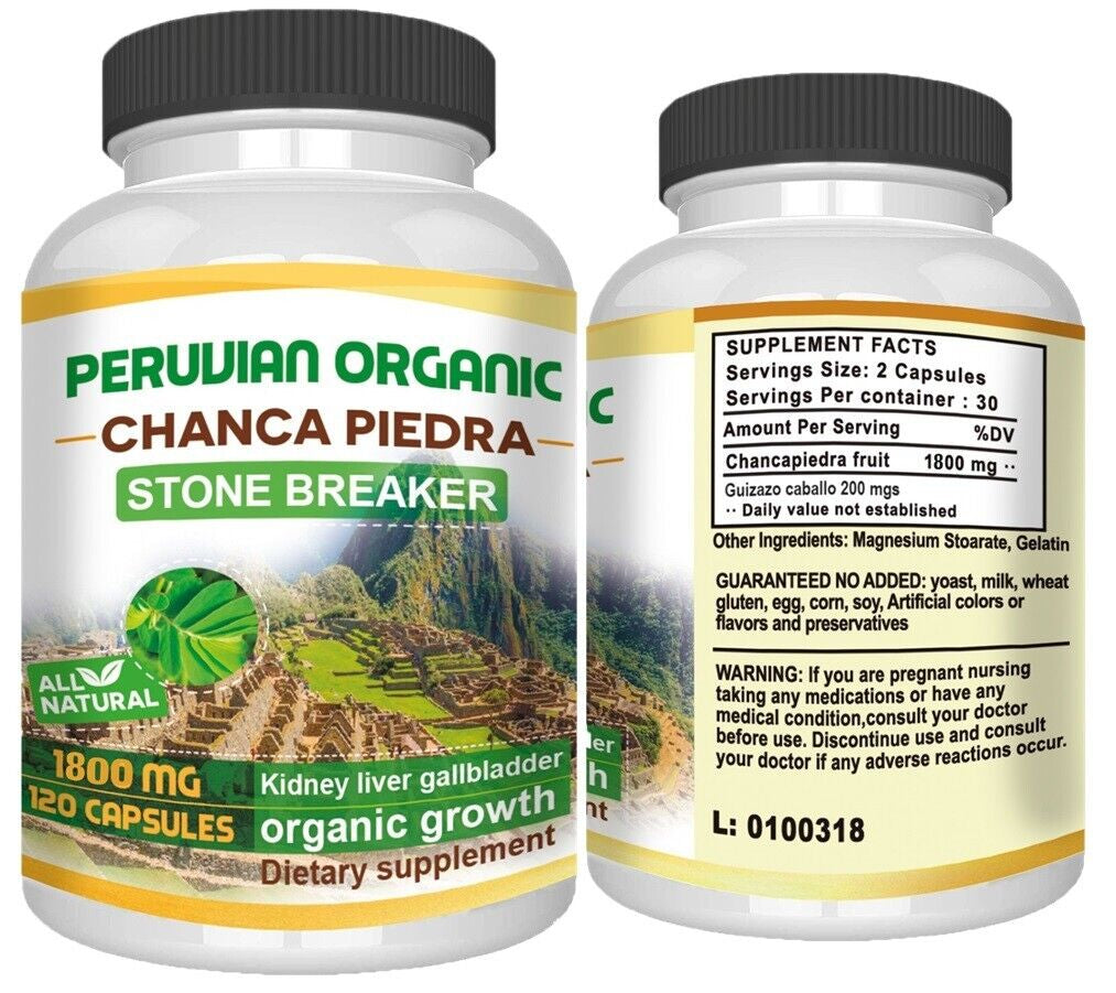 Chanca Piedra Organic (x2 Bottles) 240 Caps 1800 Mg Peruvian Organic Material Stone Breaker