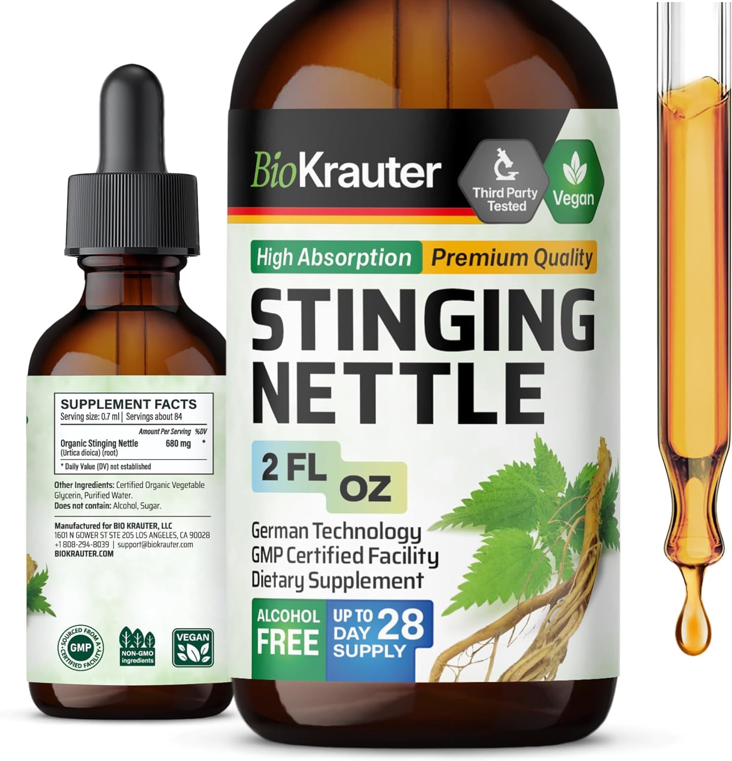 Stinging Nettle Tincture - Organic Nettle Root Extract Liquid - Urinary Health S