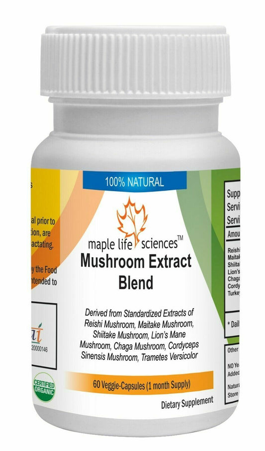 Reishi Mushroom with Maitake Shiitake Lions Mane Chaga Cordyceps Sinensis Tramet