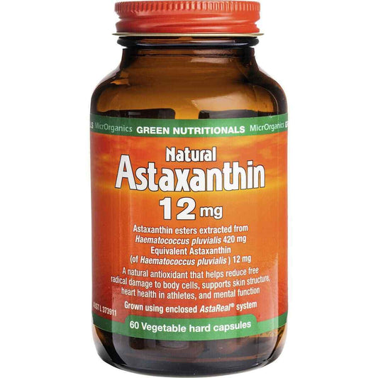 GREEN NUTRITIONALS Natural Astaxanthin Vegan Capsules (12Mg) 60