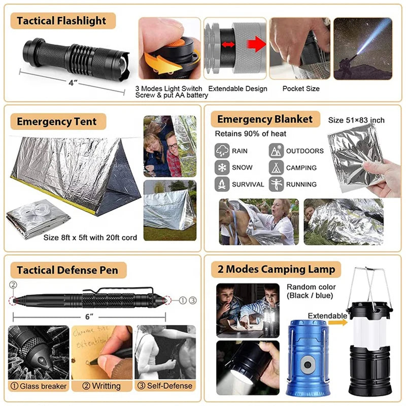 Outdoor Survival Kit First Aid Gear Emergency