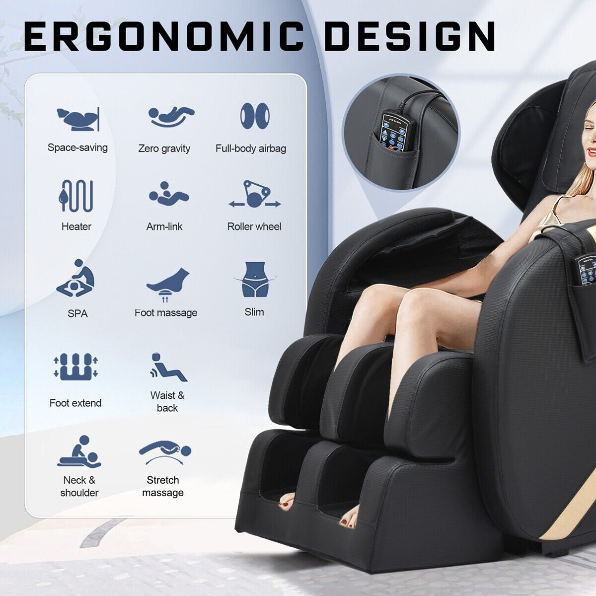 Massage Chair Recliner with Zero Gravity with Full Body Air Pressure for Home