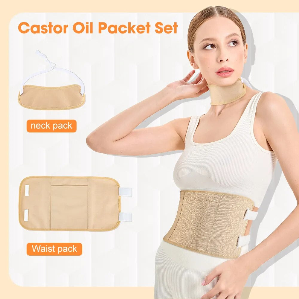 Castor Oil Pack Organic Castor Oil Compression Wrap Reusable Castor Oil Self Conditioning Aid for Liver Abdomen Muscles