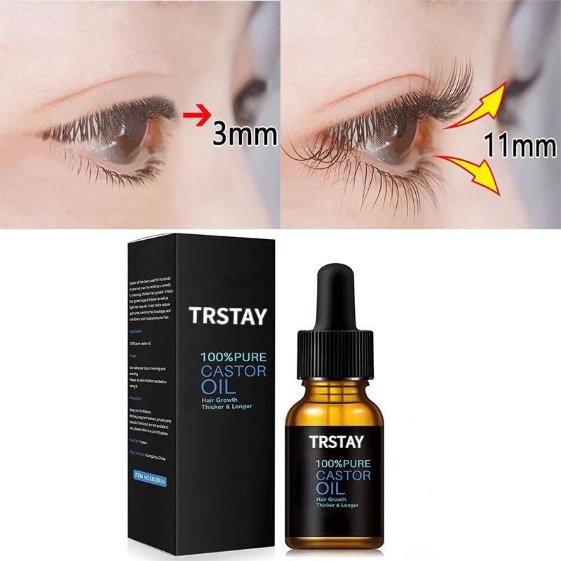 Eyelash Growth Serum Eyelash Hair Eyebrow Fast Growth Essential Oil Nourishing Enhanced Mascara Pure Castor Oil