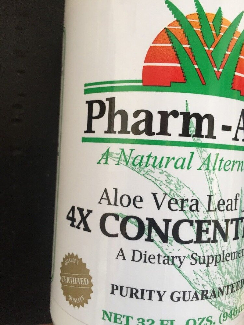 Aloe Vera Organic Leaf Juice 32Oz 4X CONCENTRATE Made in USA by Pharm Aloe