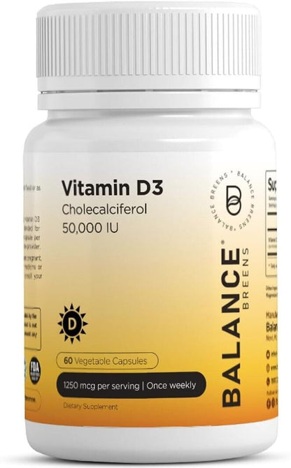 Vitamin D3 50,000 IU - 60 Veg Capsules - High Potency Gluten