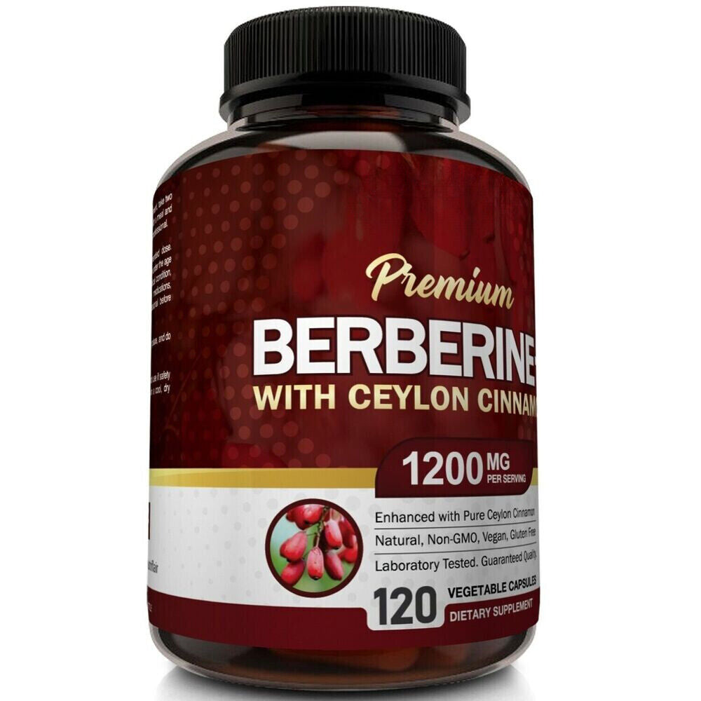 Premium Berberine HCL Pills 1200Mg plus Organic Ceylon Cinnamon - 120 Capsules