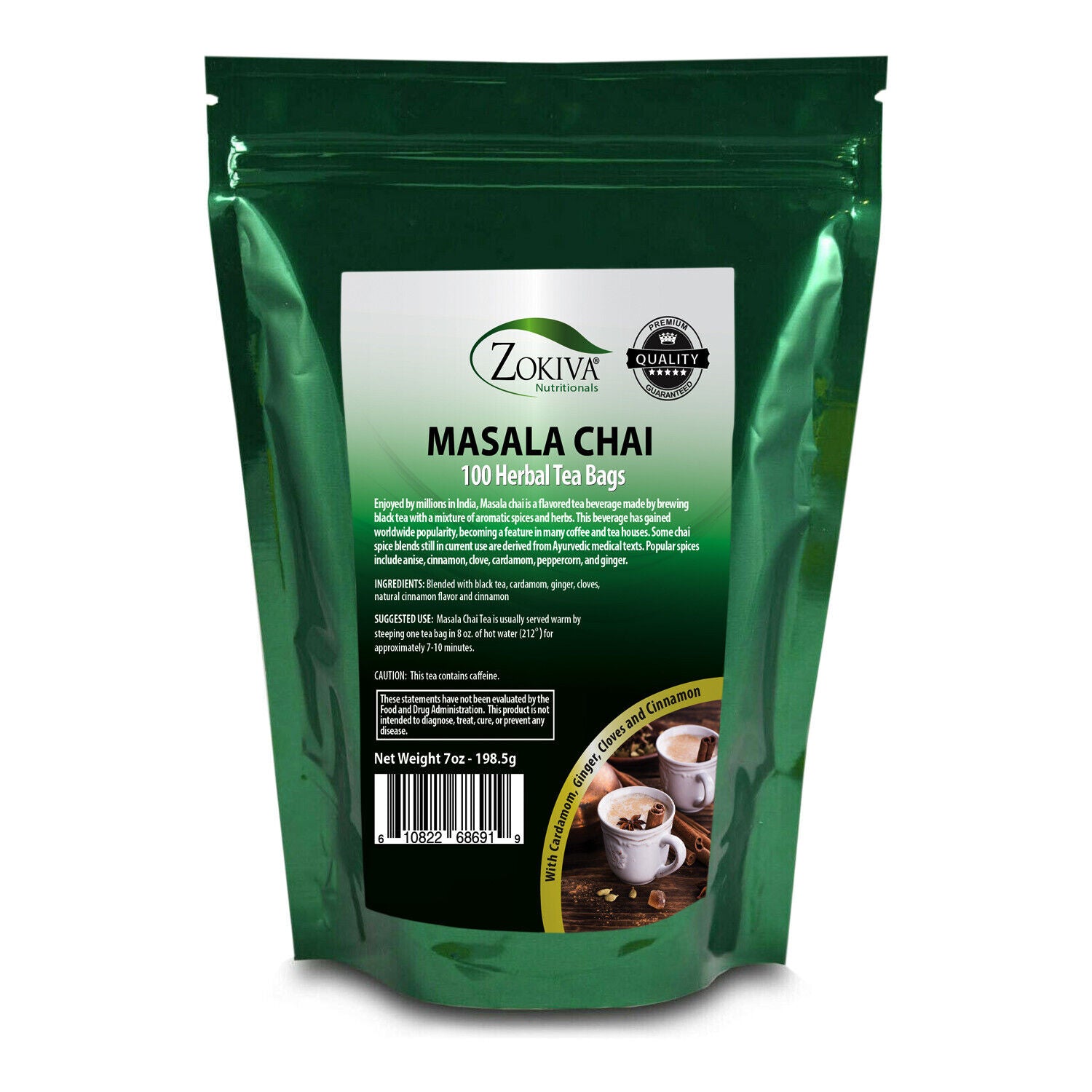 Masala Chai Tea Bags Mega Pack (100) Contains Anise, Cardamom, Cinnamon, Clove