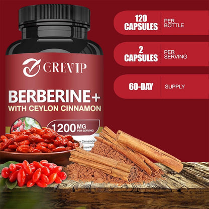 Berberine Hci+Ceylon Cinnamon 1200Mg - Blood Sugar Support,Cardio