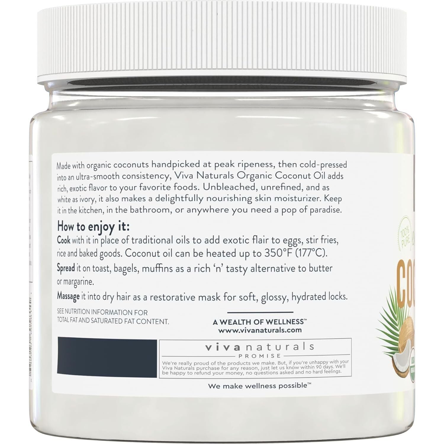 Organic Coconut Oil, Cold-Pressed Virgin