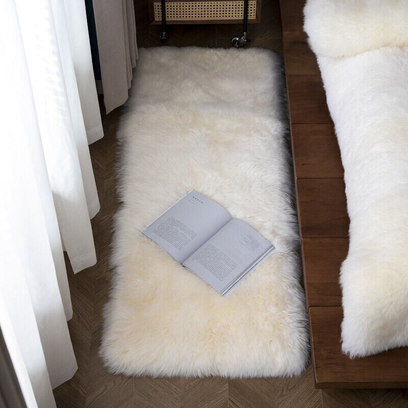 100% Pure Sheepskin Bed Cover Warm Australian Wool Blanket