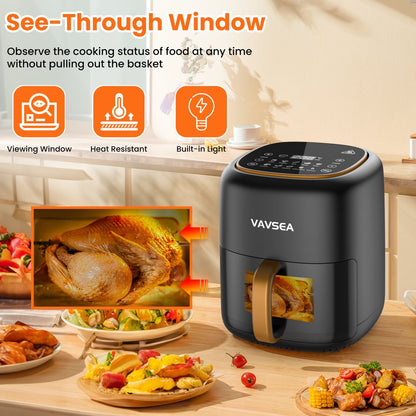 6.5QT Air Fryer with Visible Cooking Window, 10-In-1 Digital Touch Large Airfrye