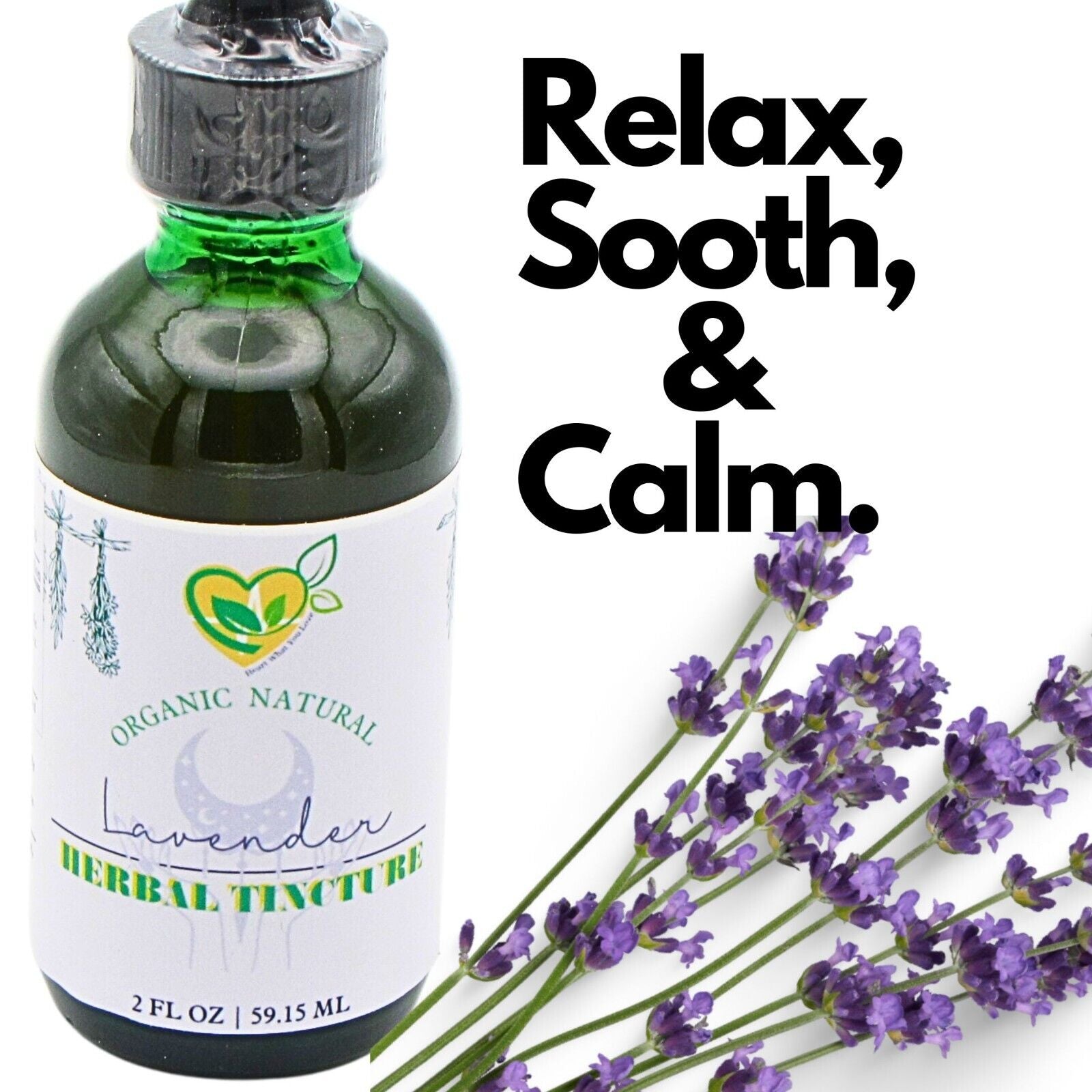 Lavender Tincture Organic Max Strength Liquid Herb Drops Natural Calm Stress 2Oz