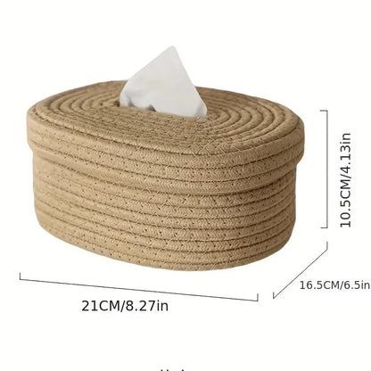 Rope Tissue Box, Wet Tissue Paper Storage Box, Mask Storage Basket, Suitable for Bedroom Living Room Office