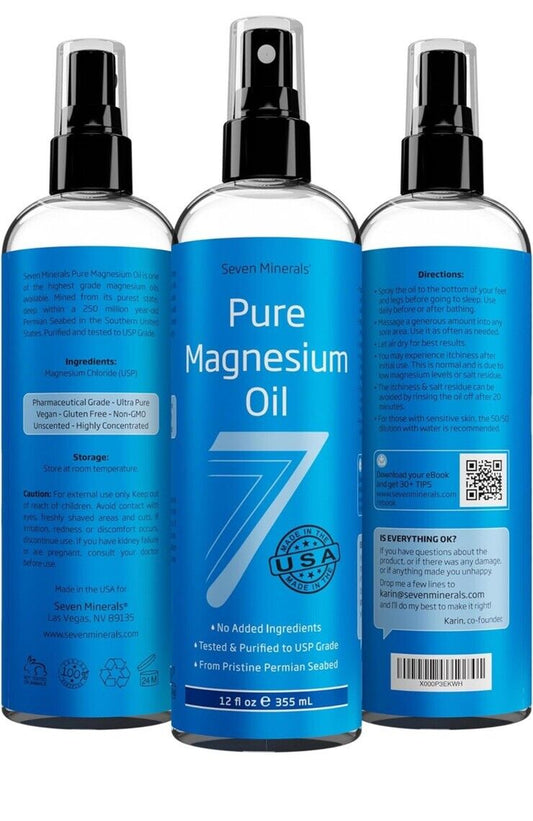 Pure Magnesium Oil Spray - Big 12 Fl Oz (Lasts 9 Months) 12 Fl Oz Pack of 1 NEW