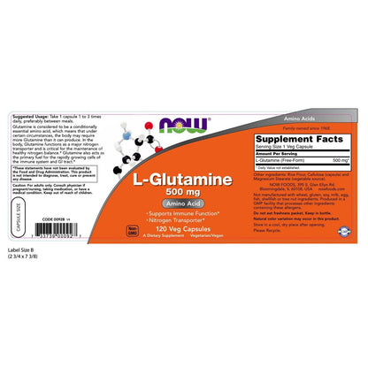 NOW Foods L-Glutamina, 500 Mg, 120 Cápsulas