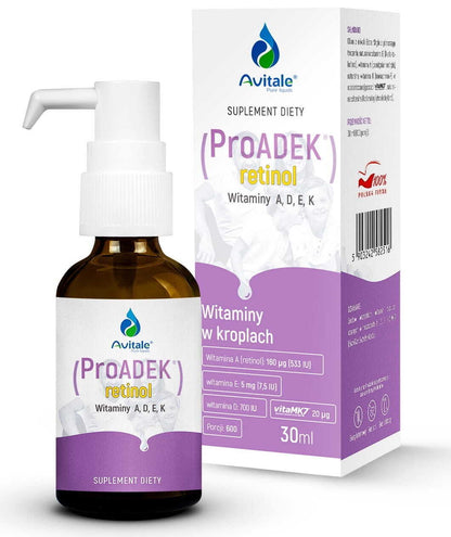 Multivitamin a D3 E K2 AVITALE Vitamin Proadek® Retinol Drops 30Ml