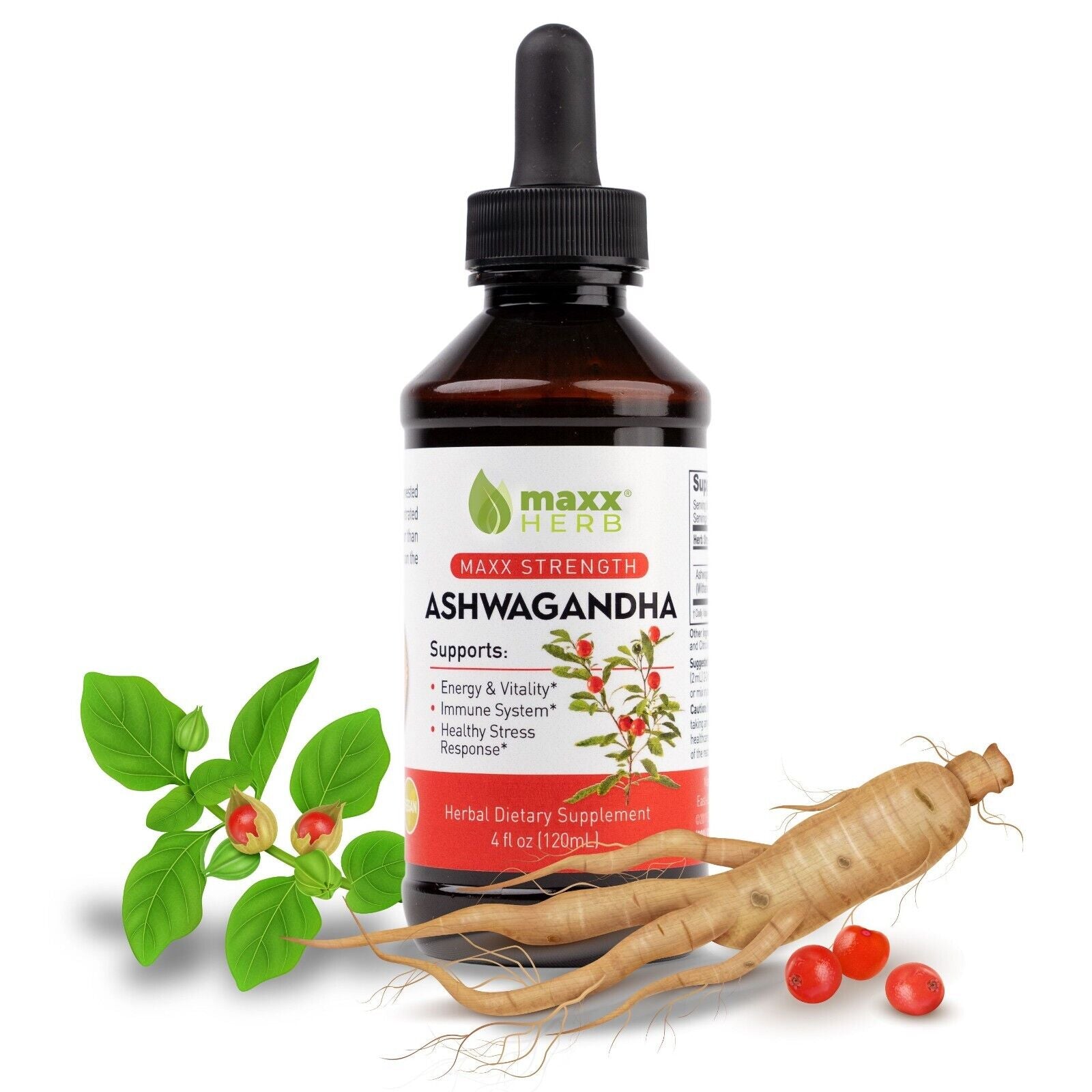 Ashwagandha Liquid Tincture for Energy, Vitality & Immune Support, 4Oz