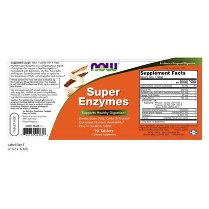 NOW Foods Super Enzymes, 90 Tabletas