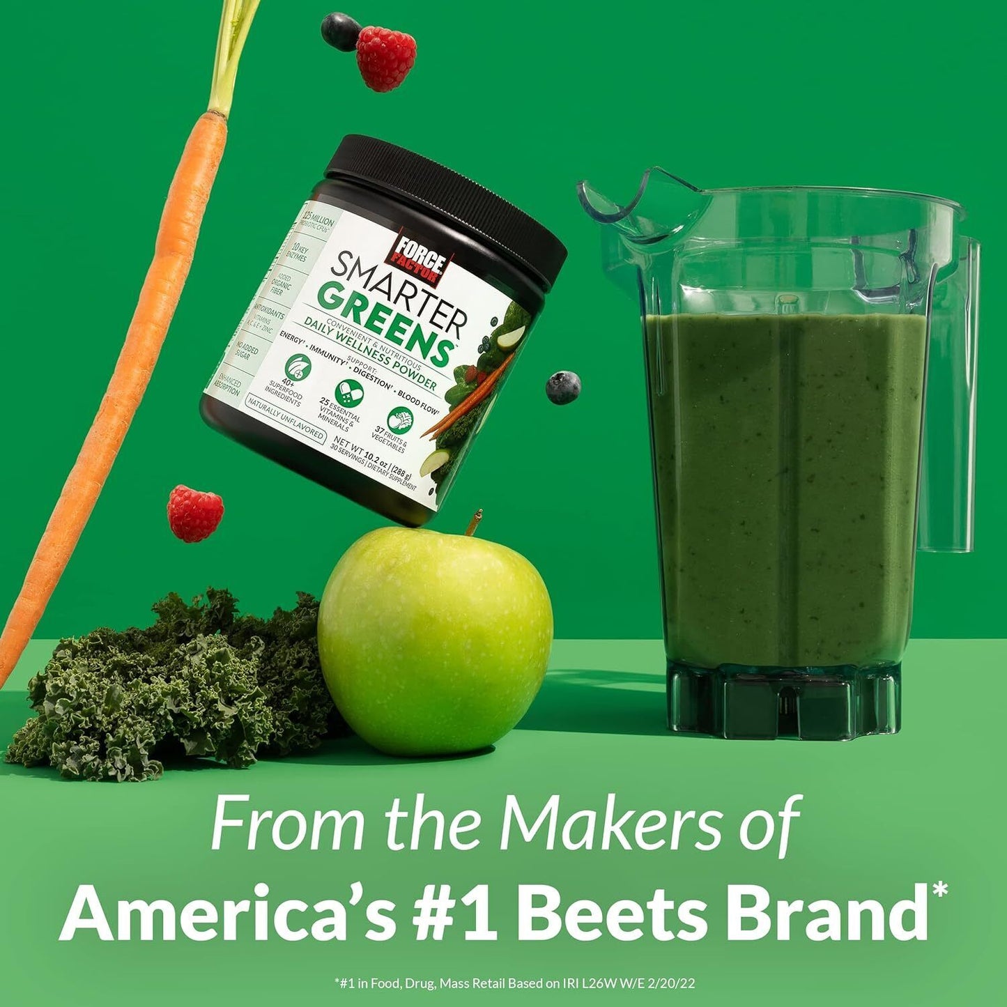 FORCE FACTOR Smarter Greens Daily Wellness Powder to Support Energy, Immunity &