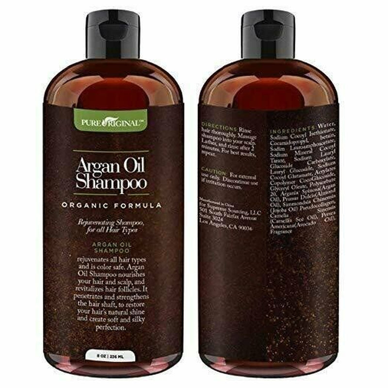 Pure Original Organic Argan Oil Shampoo; Smooths and Conditions Hair 8 Oz.