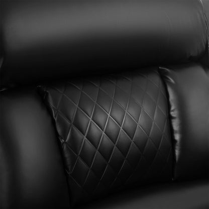 Black PU Leather Massage Recliner Chair Single Sofa Heated W/Remote,2 Cup Holder