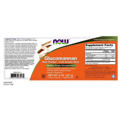 NOW Foods Glucomannan Pure Powder, 8 Oz.