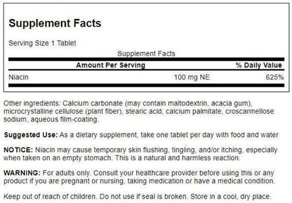 Swanson Niacin 100 Mg 250 Tablets, VITAMIN B3