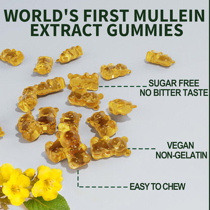 Sugar Free Mullein Gummies - Lung Cleanse - Mullein Leaf Extract 1000Mg for Resp