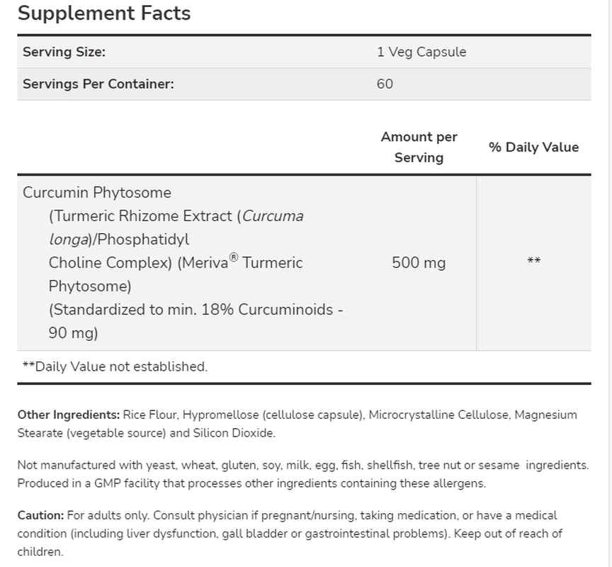 NOW Foods Turmeric Curcumin Phytosome, 60 Veg Capsules