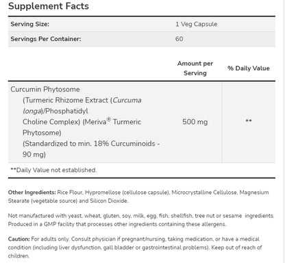 NOW Foods Turmeric Curcumin Phytosome, 60 Veg Capsules