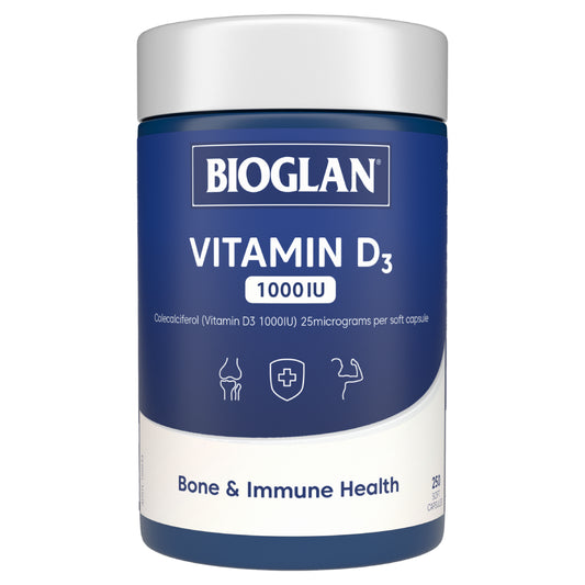 Bioglan Vitamin D3 1000IU 250 Soft Capsules Bone & Immune System Health