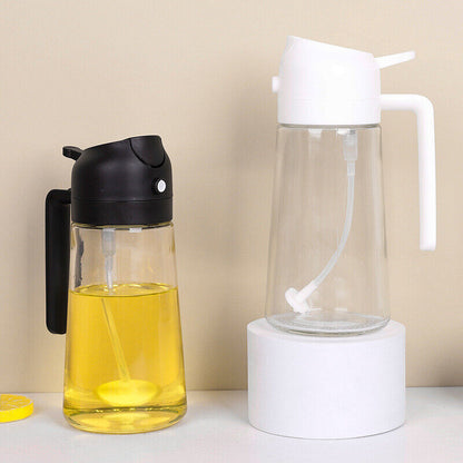 16Oz Olive Oil Dispenser Bottle 2 in 1 Sprayer Pourer Glass for Kitchen Cooking