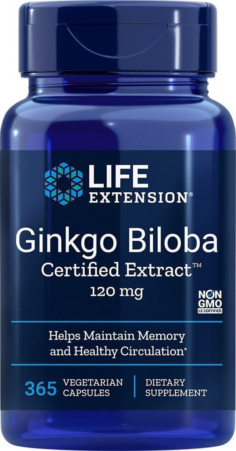 Life Extension Ginkgo Biloba Certified Extract 120 Mg 365 Vegcap