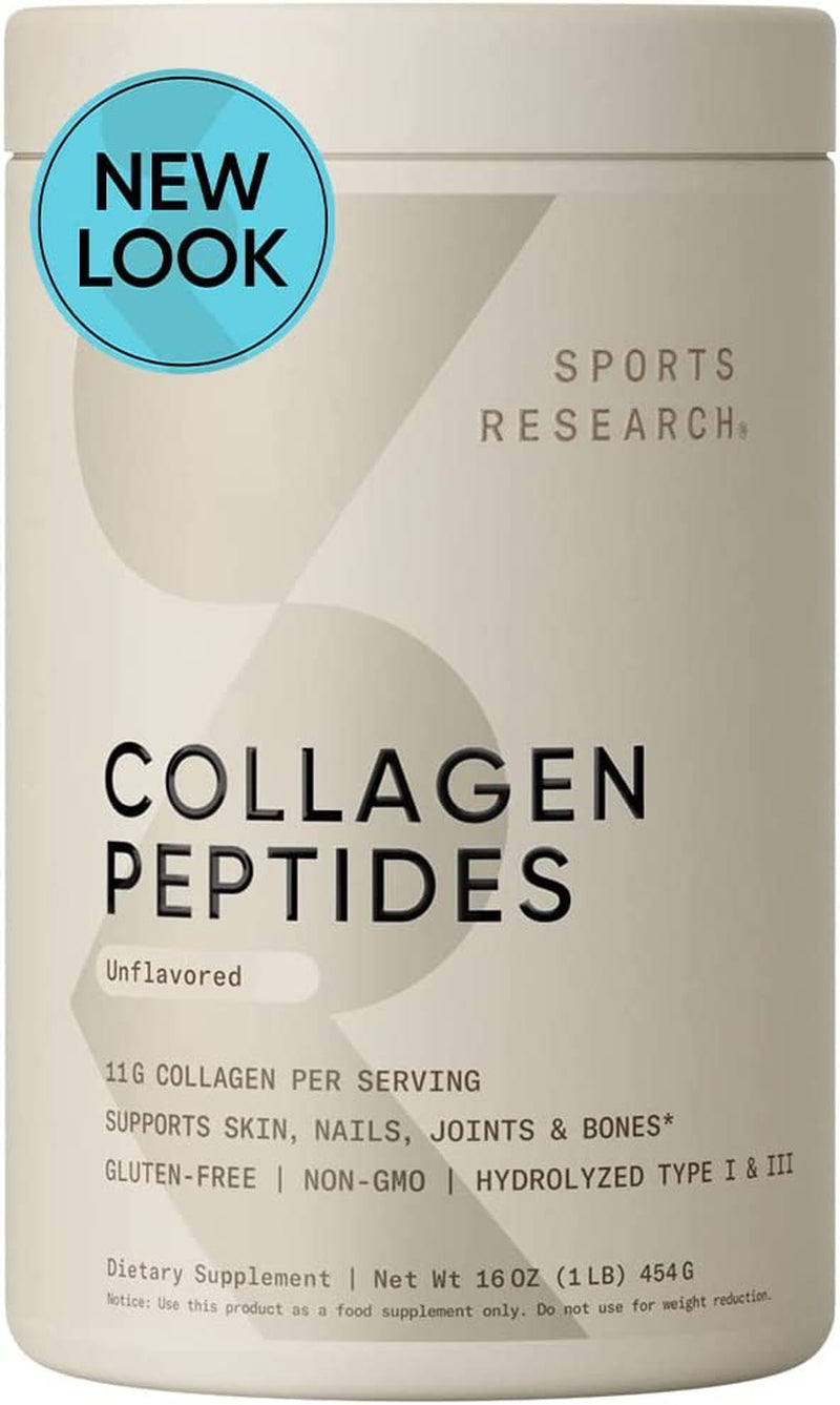 Sports Research Collagen Peptides for Women & Men - Hydrolyzed Type 1 & 3 Collag