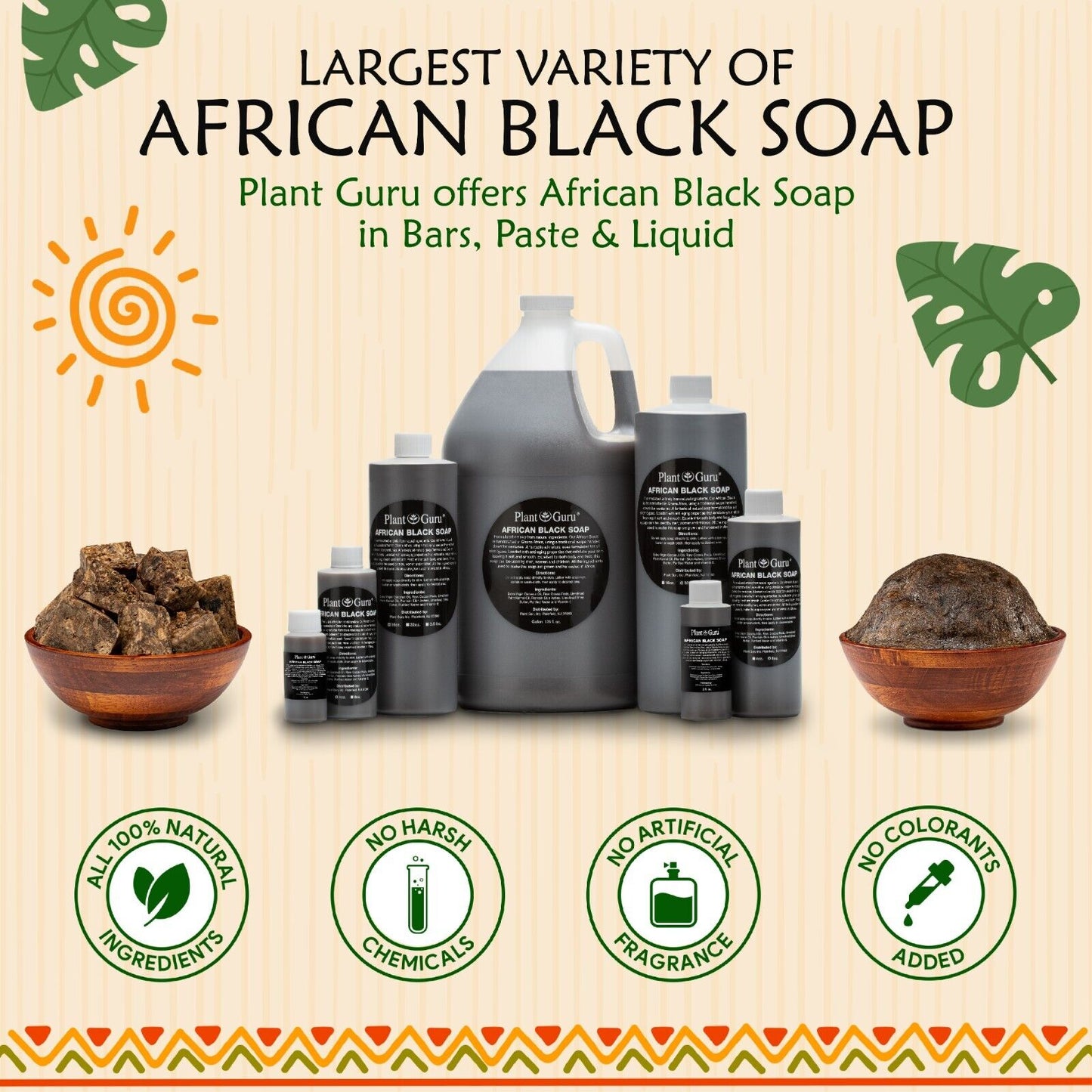 Raw African Black Soap 2 Oz. Bar 100% Pure Natural Organic Ghana Body Face Wash