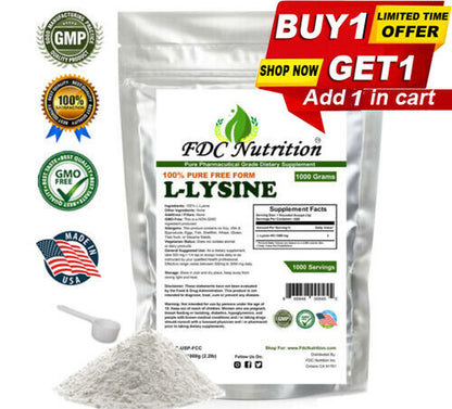 L-LYSINE HCL PURE POWDER US PHARMACEUTICAL GRADE KOSHER Nongmo 2.2Lbs