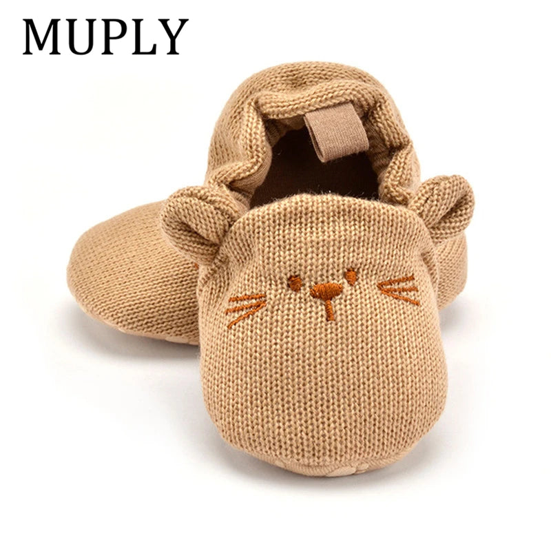 Adorable Infant Slippers Toddler Baby Boy Girl Knit Crib Shoes Cute Cartoon Anti-Slip Prewalker Baby Slippers