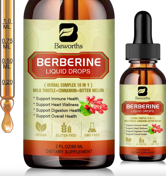 Berberine Supplement, 10000Mg Organic Berberine Liquid Drops with Ceylon