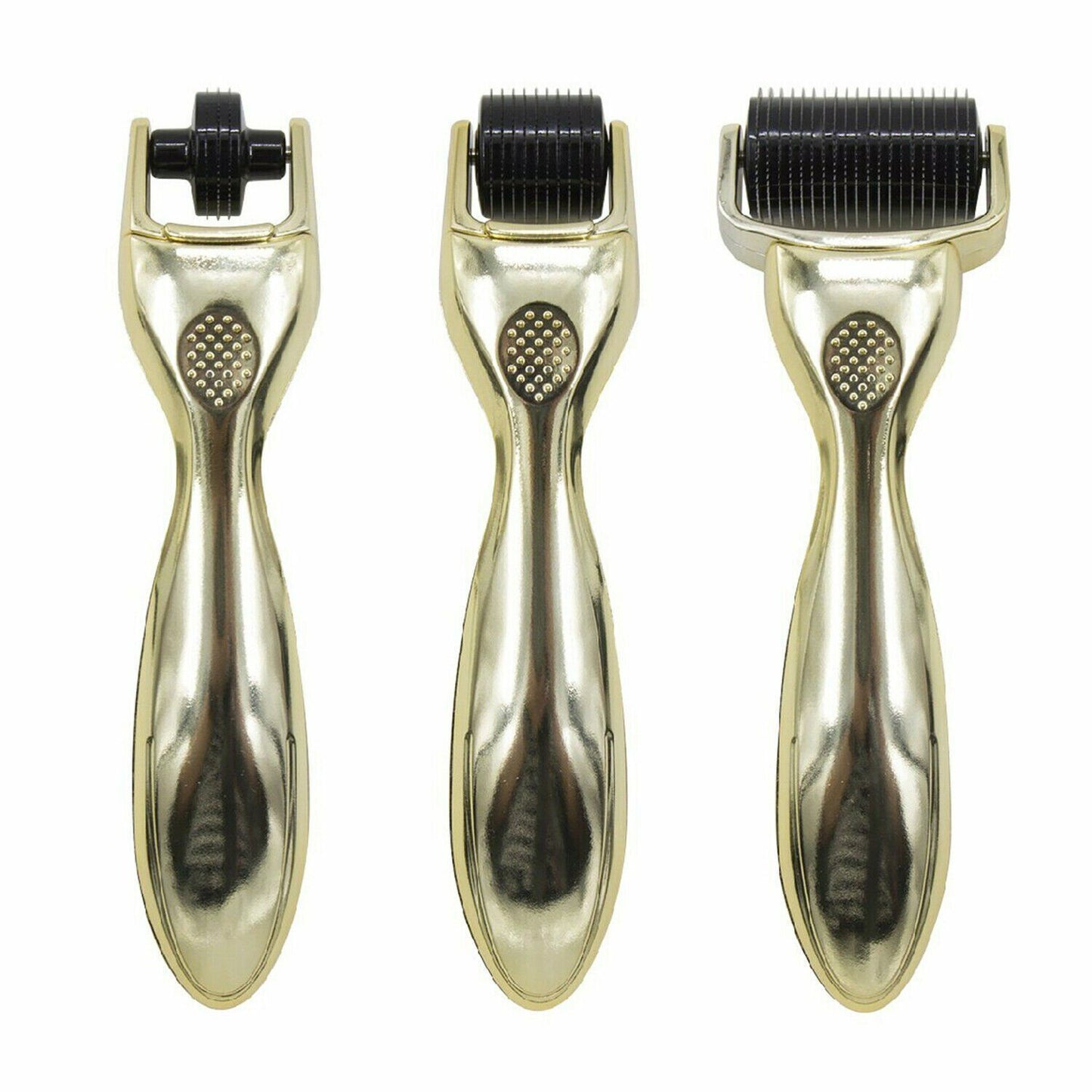 Microneedle Derma Roller 3 in 1 Gold Set & Vitamin C Serum W/ Hyaluronic Acid