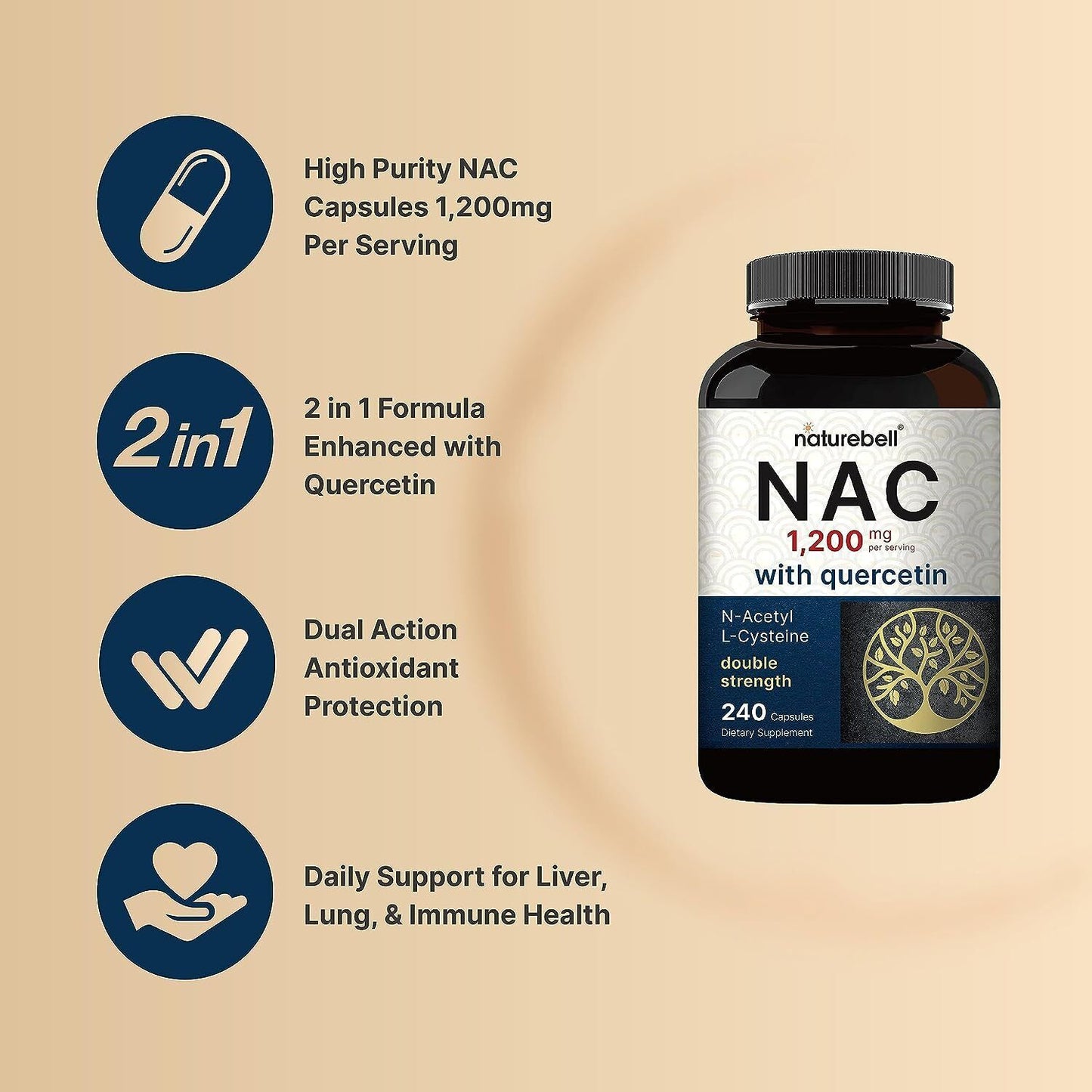 NAC Supplement 1200Mg per Serving | 240 Capsules, N-Acetyl Cysteine with Quercet